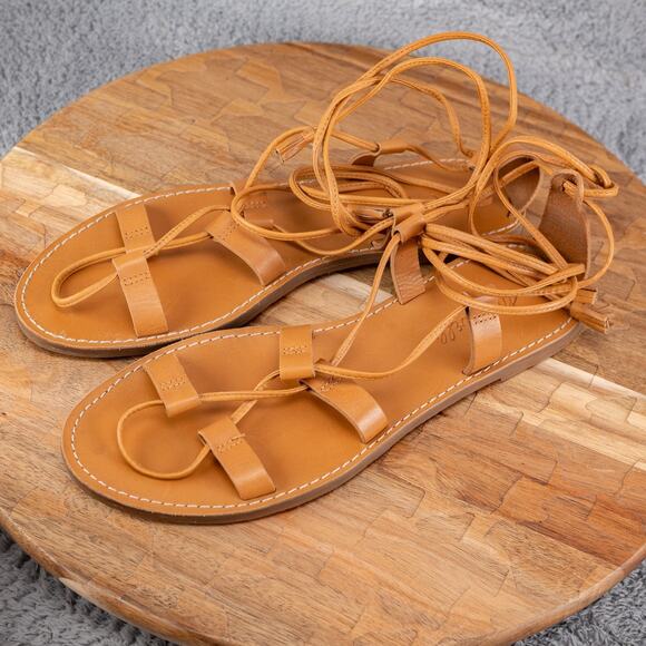 Madewell Women Boardwalk Gladiator Lace Up Sandals Flats Shoes Sz 9.5 - Picture 3 of 5